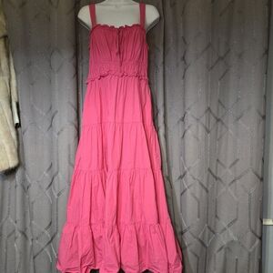 J Crew Pink Sevilla Maxi Tiered Dress L